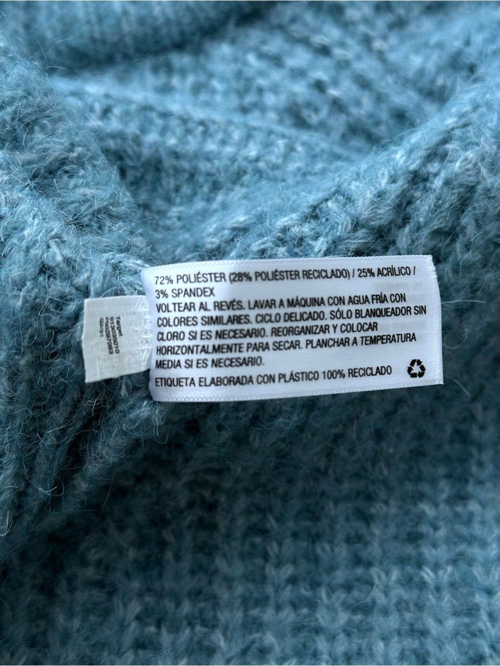 New Blue Chunky Knit Mock Neck Balloon Sleeve Sweater Women’s Size S